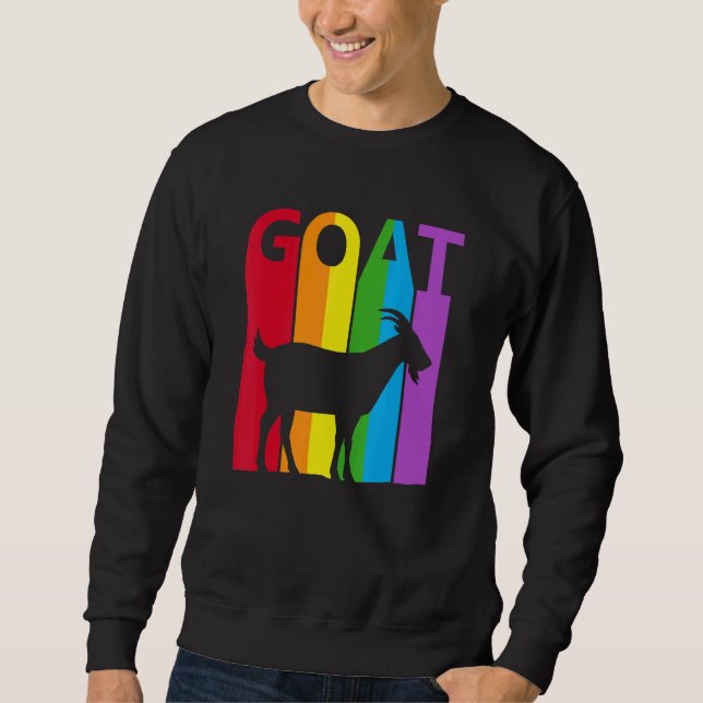 Cute Rainbow Goat Animal Lång Ärmad Tröja (Framsida)