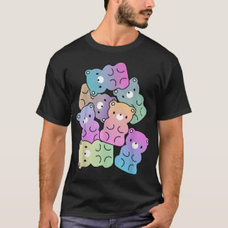 Cute Rainbow Gummy Bear Design Kawaii Aesthetic Te T Shirt