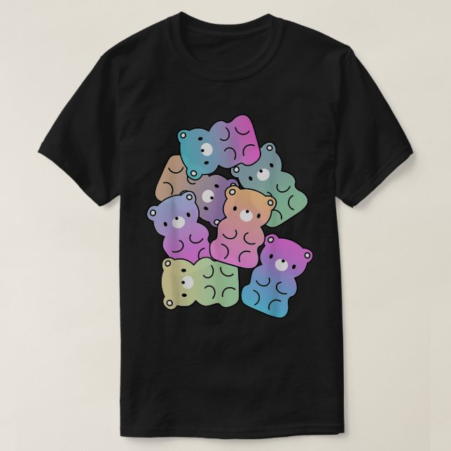 Cute Rainbow Gummy Bear Design Kawaii Aesthetic Te T Shirt (Design framsida)