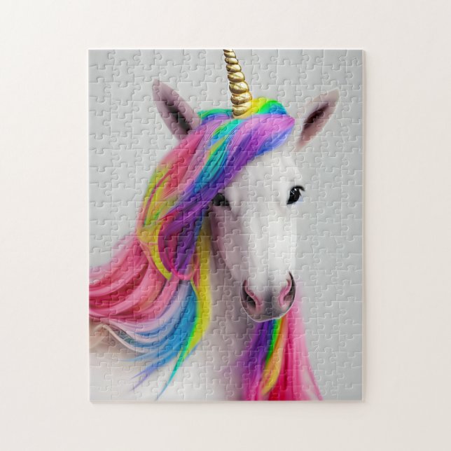 Cute Rainbow Hair Unicorn Jigszle Puzzle Pussel (Vertikal)