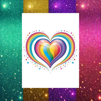 Cute Rainbow Heart, LGBTQ, Postcross Vykort