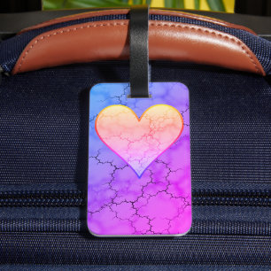 Cute Rainbow Heart Marble Bagagebricka