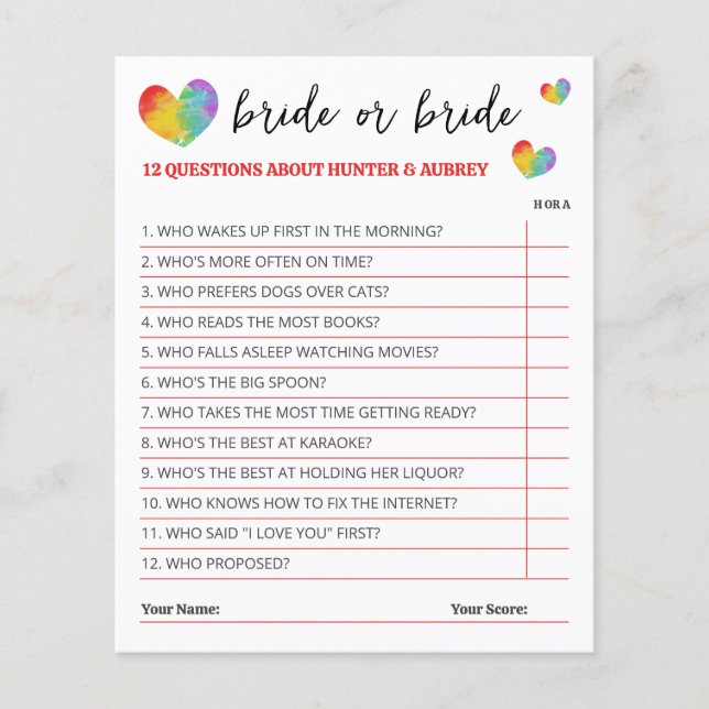 Cute Rainbow Hearts Bride eller Bride Game (Framsida)