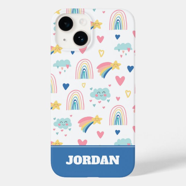 Cute Rainbow Hearts & Clouds Mönster (Baksida)