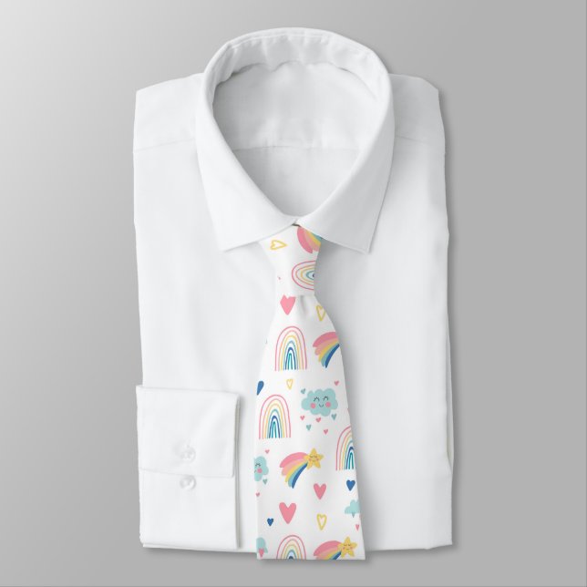 Cute Rainbow Hearts & Clouds Mönster Slips (Bunden)