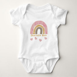 Cute Rainbow Hearts  Rosa & Guld Baby Bodysui T Shirt