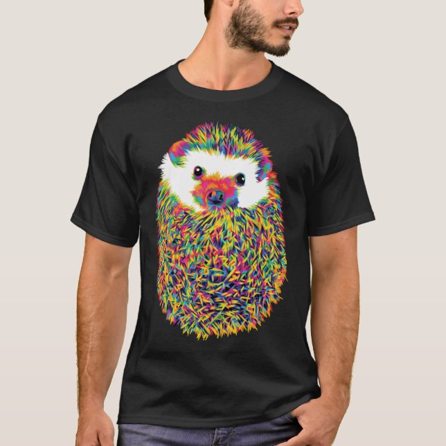 Cute Rainbow Hedgehog T Shirt (Framsida)