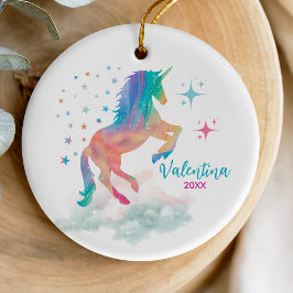 Cute rainbow holoGraphics unicorn helgdag keepsaké Julgransprydnad Keramik