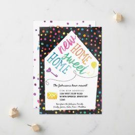 Cute Rainbow House Flytta Announcement Cards Meddelande