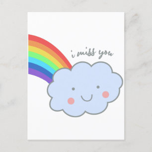 cute rainbow i miss you vykort