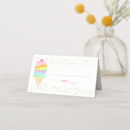 Cute Rainbow Ice Cream Birthday Placeringskort