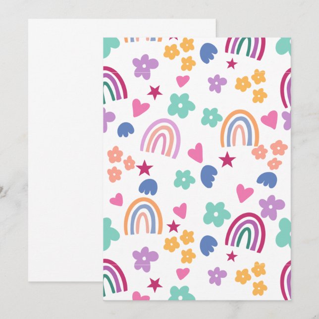 Cute Rainbow Inbjudningar (Fram/baksida)
