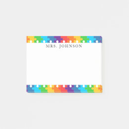 Cute Rainbow Jigszle Puzzle Delar-lärare Namn Post-it Block