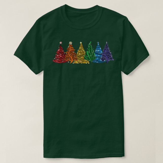 Cute Rainbow Julgranar Pajama Julafton Vibes Dec T Shirt (Design framsida)