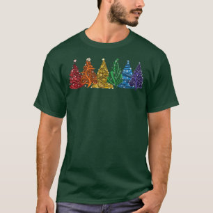 Cute Rainbow Julgranar Pajama Julafton Vibes Dec T Shirt