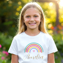 Cute Rainbow Kärlek Heart Personlig Namn Girl