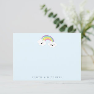 Cute Rainbow Kawaii Cloud Light Blue eget namn Tack Kort