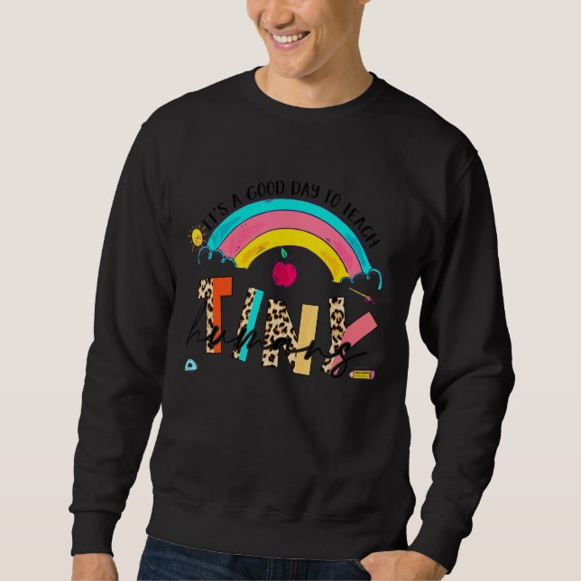 Cute Rainbow Leopard Det är en Bra dag att lära si Lång Ärmad Tröja (Framsida)
