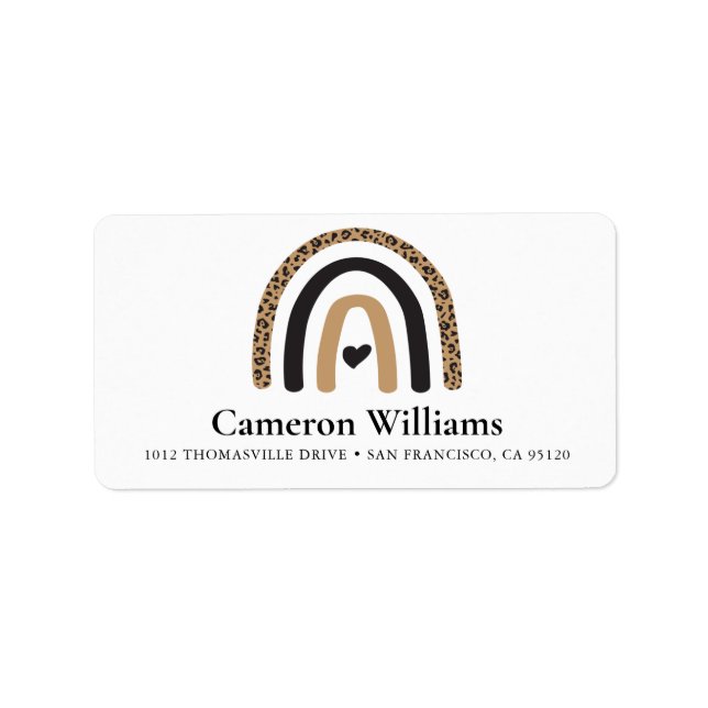 Cute Rainbow Leopard Mönster Adressetikett (Framsidan)