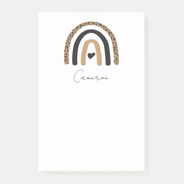 Cute Rainbow Leopard Mönster Post-it Block (Framsida)