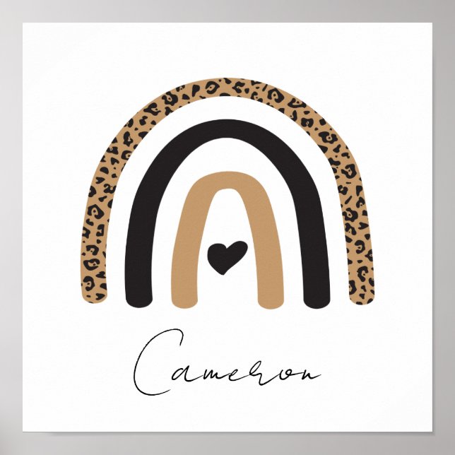 Cute Rainbow Leopard Mönster Poster (Framsidan)