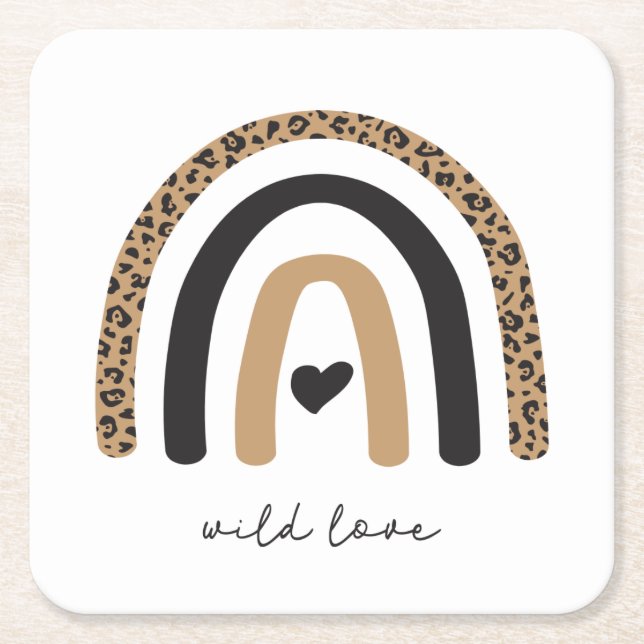 Cute Rainbow Leopard Mönster Underlägg Papper Kvadrat (Framsidan)