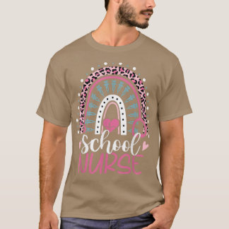 Cute Rainbow Leopard Print School Nurse 100:e dage T Shirt