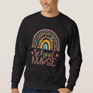Cute Rainbow Leopard Print School Nurse tillbaka t Lång Ärmad Tröja
