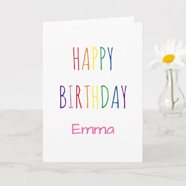 Cute Rainbow Leting Birthday Card Kort (Liten växt)
