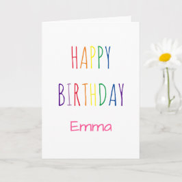 Cute Rainbow Leting Birthday Card Kort