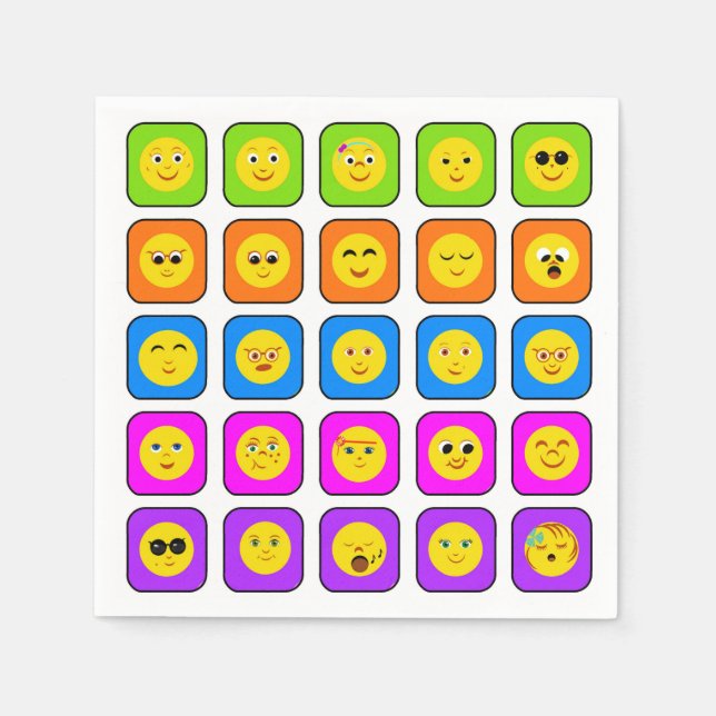 Cute Rainbow Lycklig Ansikte Emoticons Mönster Pappersservett (Framsidan)