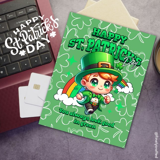 Cute Rainbow Lycklig St. Patrick's Day Celtic Helg Vykort (Skapare uppladdad)