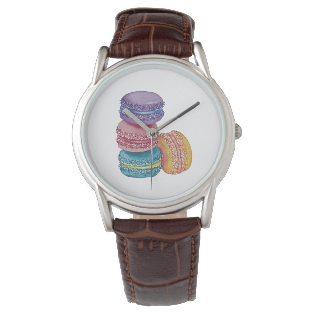Cute Rainbow Macaroons i vattenfärg Armbandsur (Framsida)