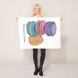 Cute Rainbow Macaroons i vattenfärg Fleecefilt