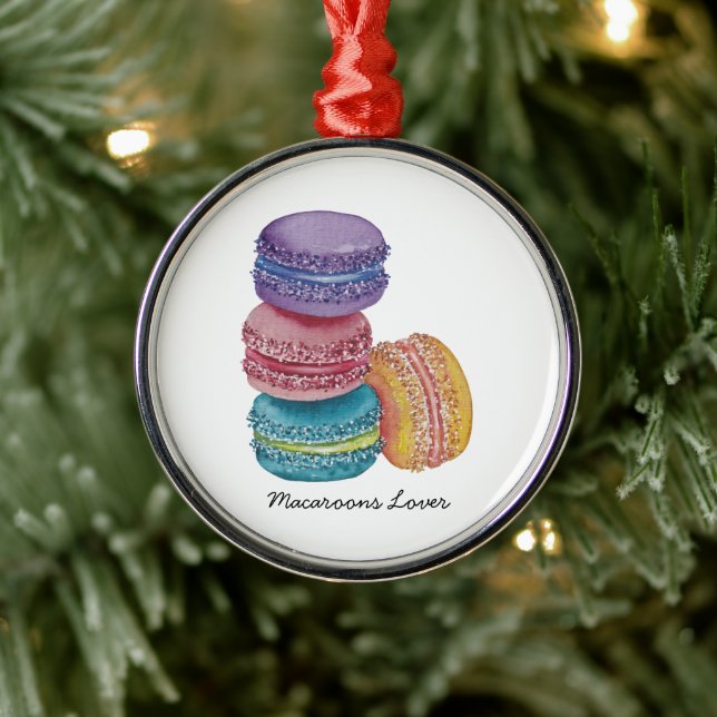 Cute Rainbow Macaroons i vattenfärg Julgransprydnad Metall (Träd)