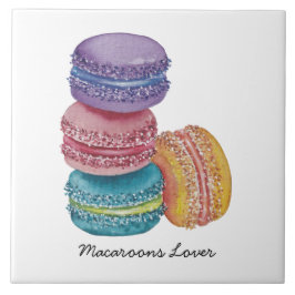Cute Rainbow Macaroons i vattenfärg Kakelplatta