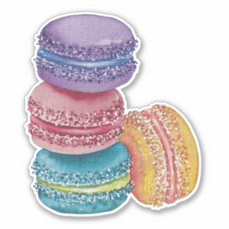 Cute Rainbow Macaroons i vattenfärg Klistermärken