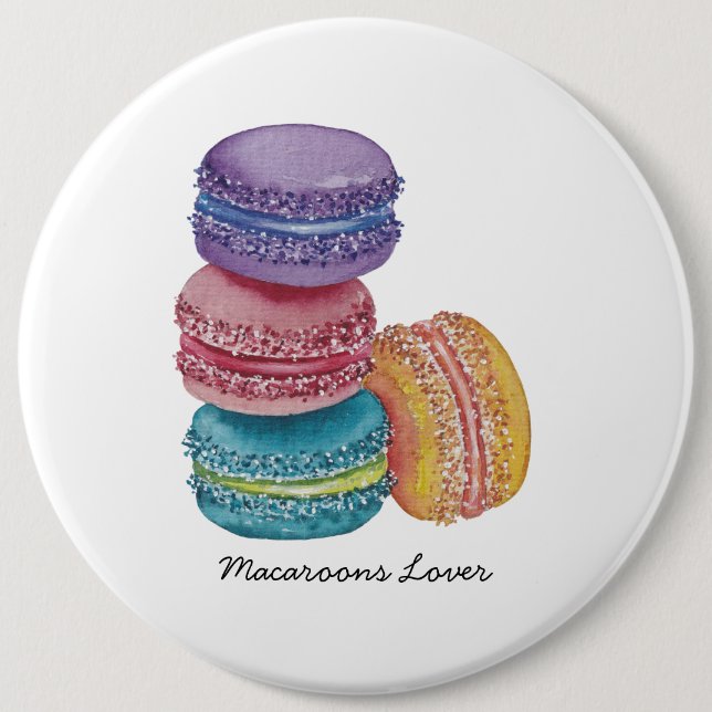 Cute Rainbow Macaroons i vattenfärg Knapp (Framsida)