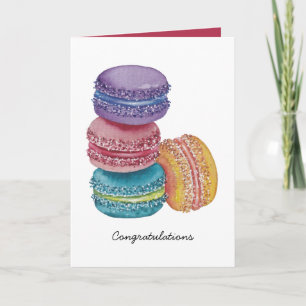 Cute Rainbow Macaroons i vattenfärg Kort