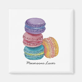 Cute Rainbow Macaroons i vattenfärg Magnet