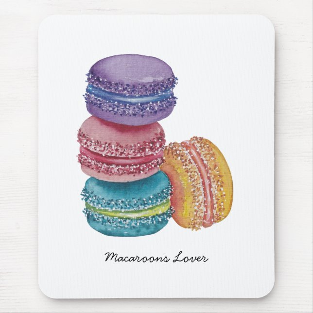 Cute Rainbow Macaroons i vattenfärg Musmatta (Framsidan)