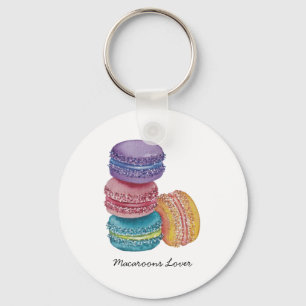 Cute Rainbow Macaroons i vattenfärg Nyckelring