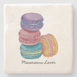 Cute Rainbow Macaroons i vattenfärg Stenunderlägg