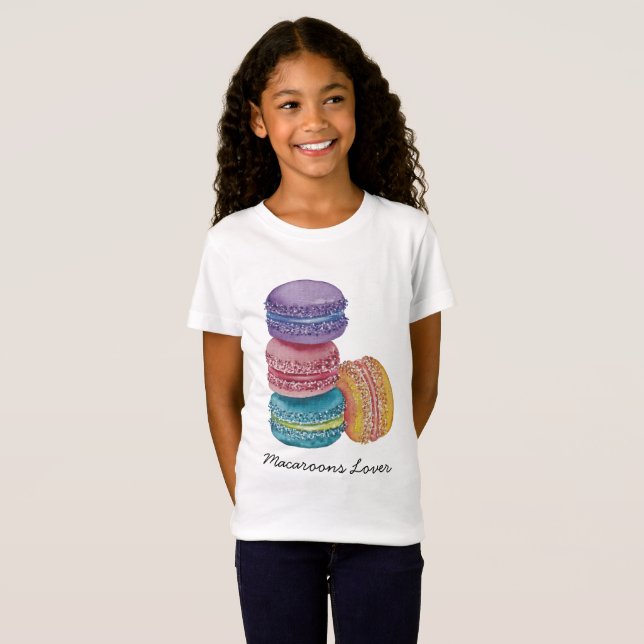Cute Rainbow Macaroons i vattenfärg T Shirt (Hel framsida)