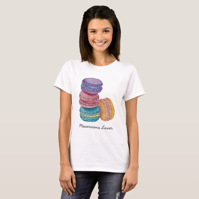 Cute Rainbow Macaroons i vattenfärg T Shirt (Hel framsida)