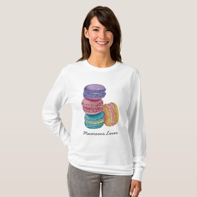 Cute Rainbow Macaroons i vattenfärg T Shirt (Hel framsida)