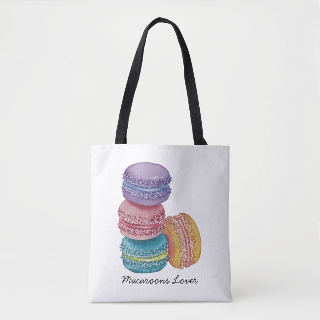 Cute Rainbow Macaroons i vattenfärg Tygkasse (Framsida)