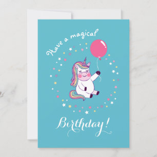 Cute Rainbow Magic Unicorn Birthday Card Tack Kort