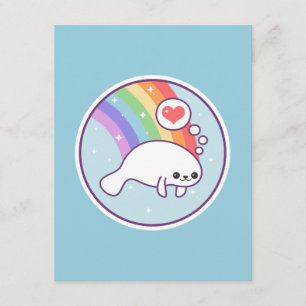 Cute Rainbow Manatee Birthday-inbjudningar Inbjudningar