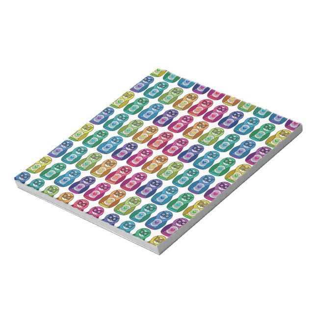 Cute Rainbow Matryoshka Uggla Anteckningsblock (Roterad)